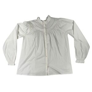 NWT Bonpoint White Cotton Ruffle Collar Blouse FR 38 US 6 Long Sleeve Paris